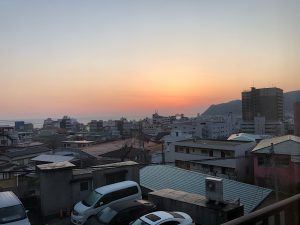 Sun rising over the ocean from the small town of Ito Japan